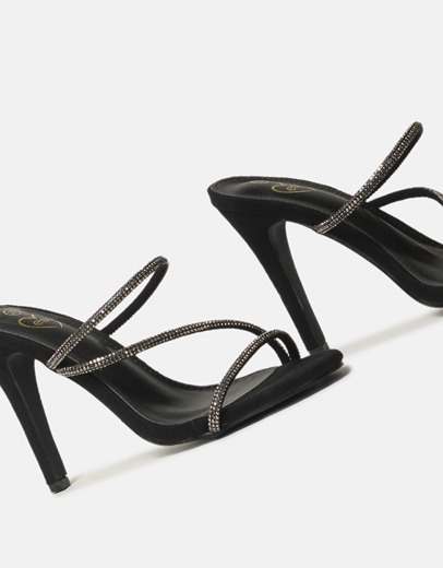 Εικόνα της Mules με λεπτό τακούνι και strass Μαύρο