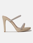 Εικόνα από Ψηλοτάκουνα mules με λουράκια από strass Μπεζ