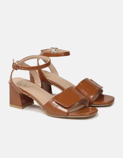 Εικόνα της Χαμηλά πέδιλα λουστρίνι με μπαρέτα Καφέ