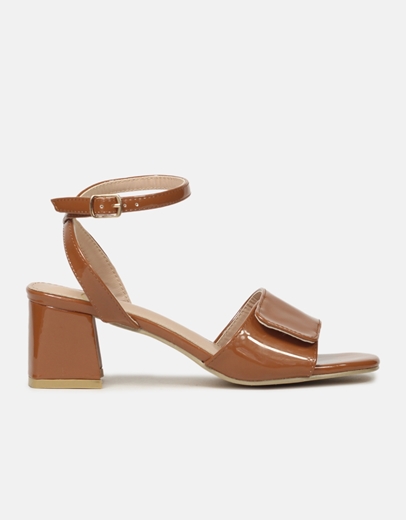 Εικόνα της Χαμηλά πέδιλα λουστρίνι με μπαρέτα Καφέ