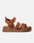 Εικόνα από Δερμάτινα σανδάλια flatforms CARAD με διπλό τοκά Ταμπά