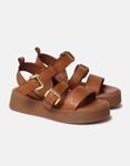 Εικόνα από Δερμάτινα σανδάλια flatforms CARAD με διπλό τοκά Ταμπά