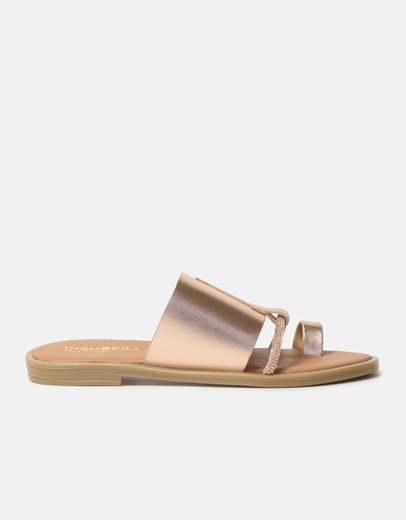 Εικόνα της Σανδάλια flat Ελληνικής κατασκευής με λεπτομέρεια από strass Χαλκός