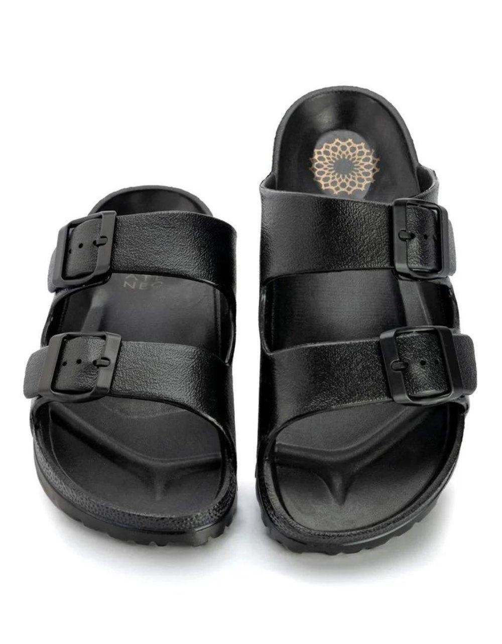 Εικόνα από Σανδάλια flat Ελληνικής κατασκευής  με διπλή φάσα Μαύρο