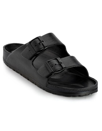 Εικόνα της Σανδάλια flat Ελληνικής κατασκευής  με διπλή φάσα Μαύρο