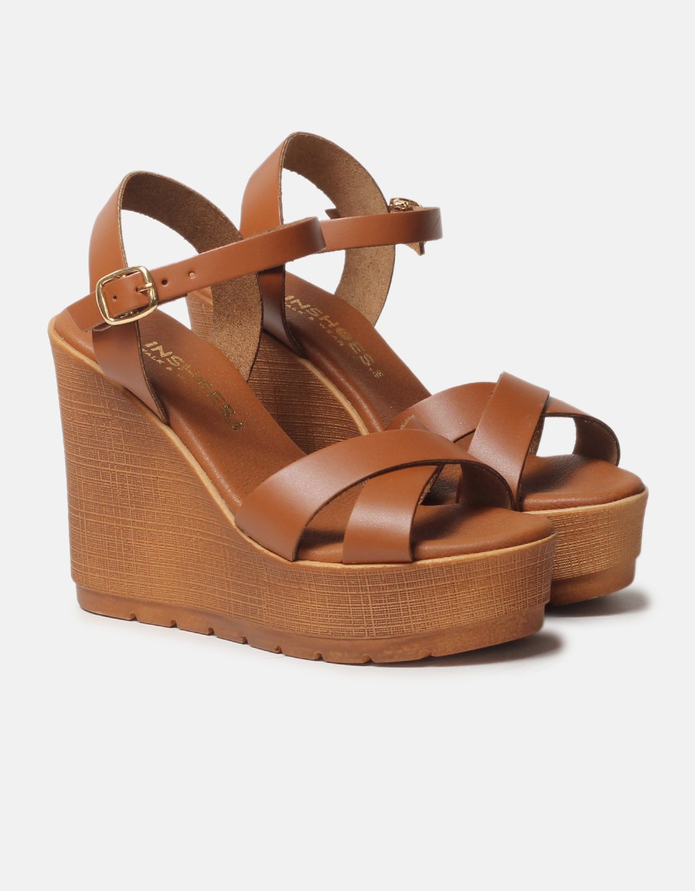 Εικόνα από Δερμάτινες πλατφόρμες χιαστί με μπαρέτα Ελληνικής κατασκευής Ταμπά