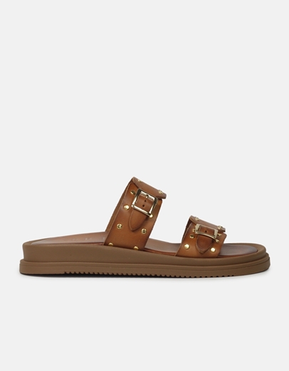 Εικόνα της Δερμάτινα flat σανδάλια με τρουκς Ταμπά