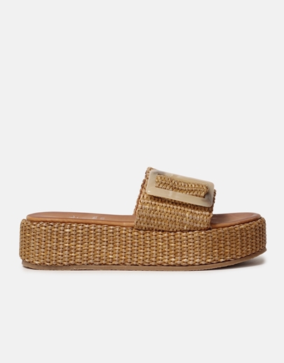 Εικόνα της Δερμάτινα flatforms Ελληνικής κατασκευής με φαρδιά φάσα Ταμπά