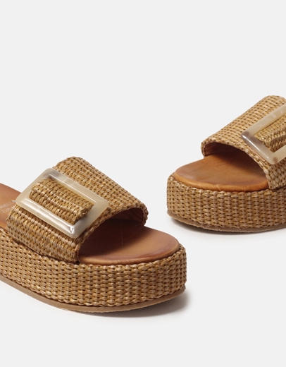 Εικόνα της Δερμάτινα flatforms Ελληνικής κατασκευής με φαρδιά φάσα Ταμπά