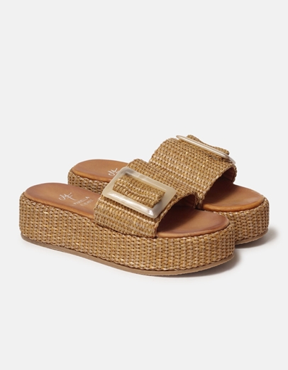 Εικόνα της Δερμάτινα flatforms Ελληνικής κατασκευής με φαρδιά φάσα Ταμπά