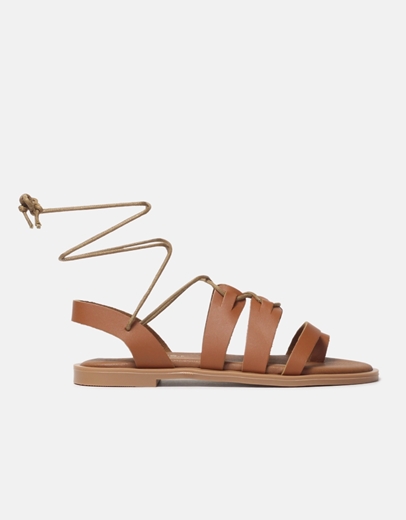 Εικόνα της Δερμάτινα lace up σανδάλια Ελληνικής κατασκευής Ταμπά