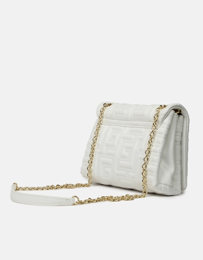 Εικόνα της Tσάντα ώμου με μοτίβο μαιάνδρου S Λευκό