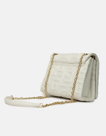 Εικόνα της Tσάντα ώμου με μοτίβο μαιάνδρου S Μπεζ