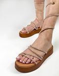 Εικόνα από Lace up flatforms Ελληνικής κατασκευής με strass Χαλκός