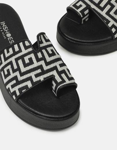 Εικόνα της Flatforms Ελληνικής κατασκευής με μοτίβο μαιάνδρου Μαύρο