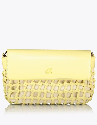 Εικόνα της Τσάντα ώμου SUNNIVA με πλεγμένες λεπτομέρειες Κίτρινο
