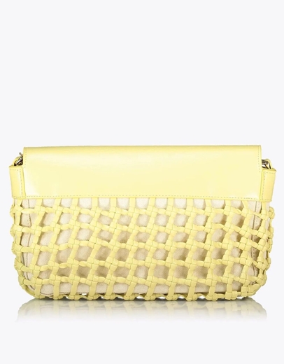 Εικόνα της Τσάντα ώμου SUNNIVA με πλεγμένες λεπτομέρειες Κίτρινο