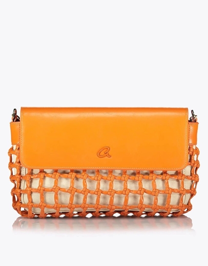 Εικόνα της Τσάντα ώμου SUNNIVA με πλεγμένες λεπτομέρειες Πορτοκαλί