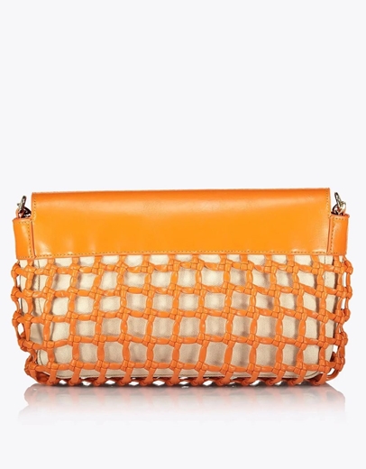 Εικόνα της Τσάντα ώμου SUNNIVA με πλεγμένες λεπτομέρειες Πορτοκαλί
