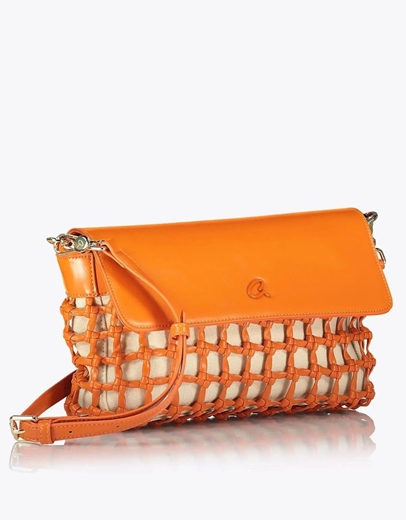 Εικόνα της Τσάντα ώμου SUNNIVA με πλεγμένες λεπτομέρειες Πορτοκαλί