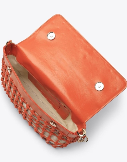 Εικόνα της Τσάντα ώμου SUNNIVA με πλεγμένες λεπτομέρειες Πορτοκαλί