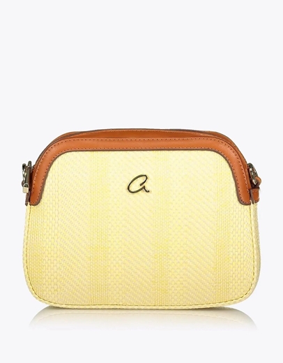 Εικόνα της Ψάθινη τσάντα χιαστί LENORA Κίτρινο