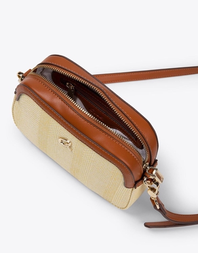 Εικόνα της Ψάθινη τσάντα χιαστί LENORA Κίτρινο