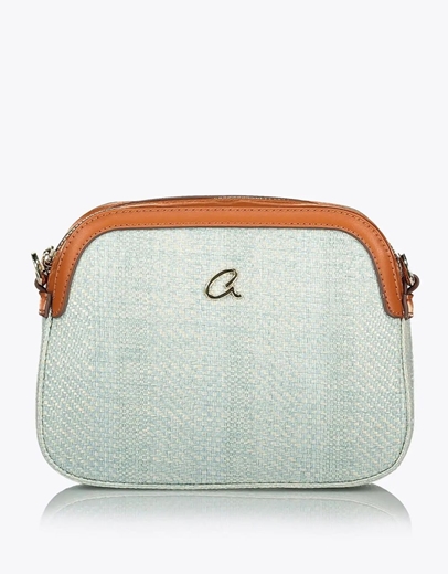 Εικόνα της Ψάθινη τσάντα χιαστί LENORA Σιέλ