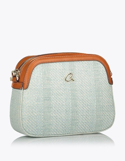 Εικόνα της Ψάθινη τσάντα χιαστί LENORA Σιέλ