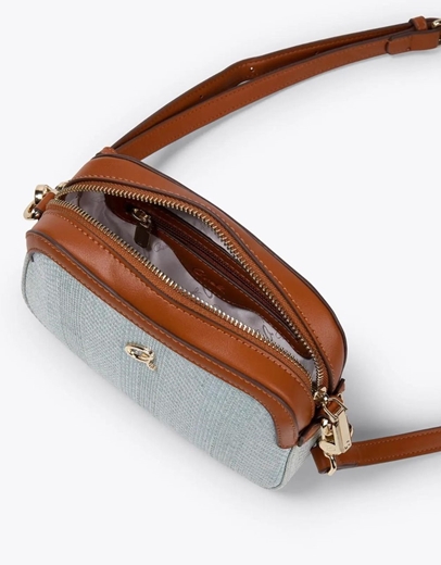 Εικόνα της Ψάθινη τσάντα χιαστί LENORA Σιέλ