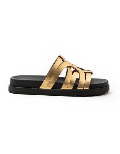 Εικόνα της Δερμάτινα σανδάλια Ελληνικής κατασκευής με ιδιαίτερο σχέδιο Χρυσό