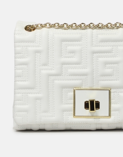 Εικόνα της Τσάντα ώμου με μοτίβο μαιάνδρου L Λευκό