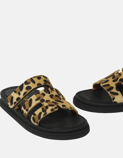 Εικόνα της Σανδάλια flat Ελληνικής Κατασκευής με λουράκια και velcro Λεοπάρ