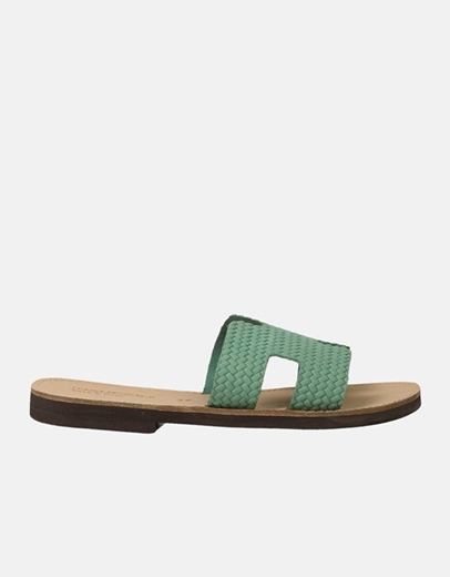 Εικόνα της Δερμάτινα σανδάλια Ελληνικής κατασκευής με σχέδιο πλέξης Βεραμάν