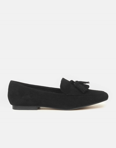 Εικόνα της Flat μονόχρωμα loafers με διακοσμητικό στοιχείο Μαύρο