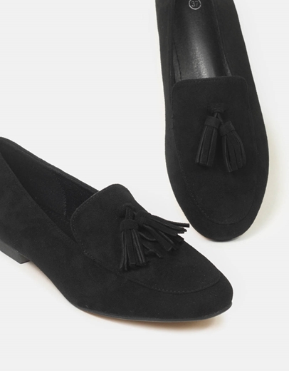 Εικόνα της Flat μονόχρωμα loafers με διακοσμητικό στοιχείο Μαύρο