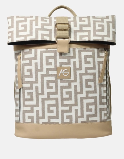 Εικόνα της Χειροποίητο σακίδιο πλάτης φάκελος με μαίανδρο Άμμου/Μπεζ