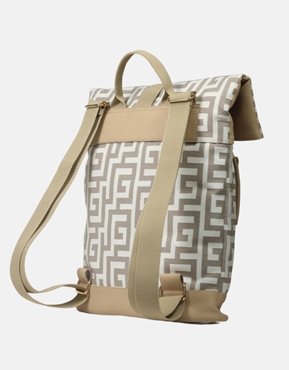 Εικόνα της Χειροποίητο σακίδιο πλάτης φάκελος με μαίανδρο Άμμου/Μπεζ