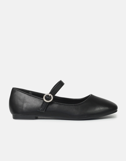 Εικόνα της Μονόχρωμες μπαλαρίνες με μπαρέτα και λεπτομέρια απο strass Μαύρο