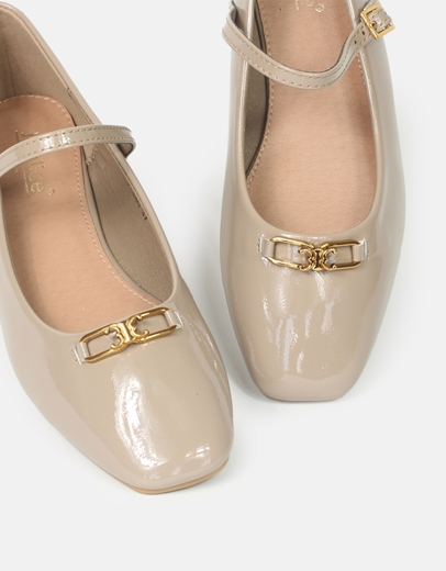 Εικόνα της Μπαλαρίνες μονόχρωμες με αγκράφα και δετή μπαρέτα Πούρο