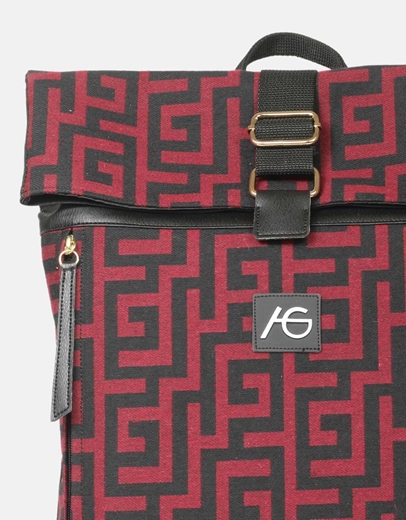 Εικόνα της Χειροποίητο σακίδιο πλάτης φάκελος με μαίανδρο Μπορντώ