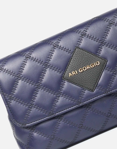 Εικόνα της Χειροποίητη τσάντα ώμου καπιτονέ Μπλε