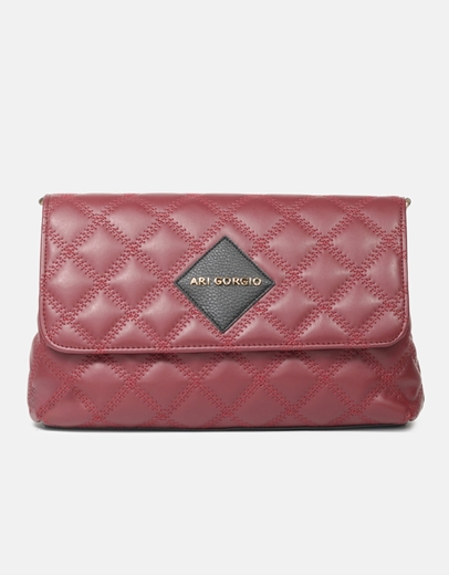 Εικόνα της Χειροποίητη τσάντα ώμου καπιτονέ Μπορντώ