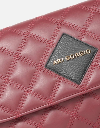 Εικόνα της Χειροποίητη τσάντα ώμου καπιτονέ Μπορντώ