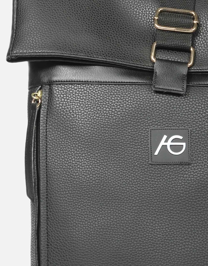 Εικόνα της Χειροποίητο μονόχρωμο σακίδιο πλάτης φάκελος Μαύρο