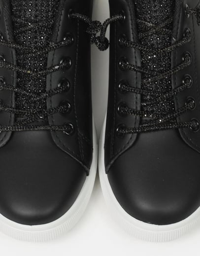 Εικόνα της Basic sneakers με κορδόνια από strass Μαύρο/Λευκό