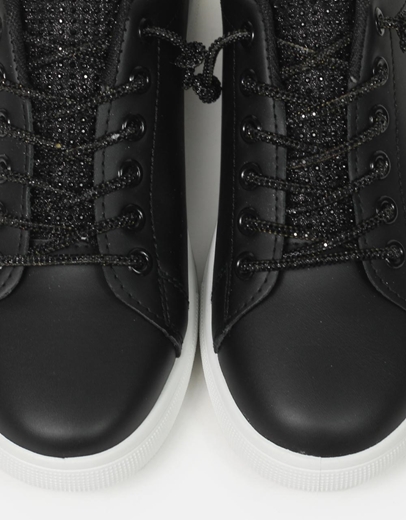 Εικόνα της Basic sneakers με κορδόνια από strass Μαύρο/Λευκό