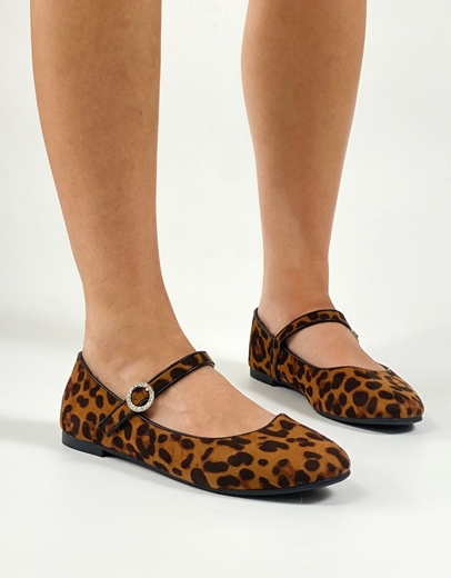 Εικόνα της Μπαλαρίνες με μπαρέτα και λεπτομέρια απο strass Λεοπάρ