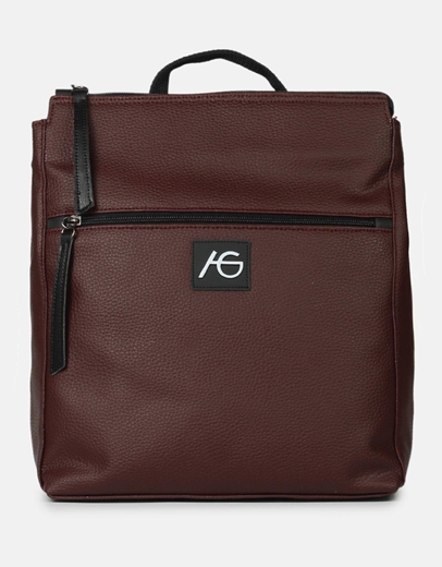 Εικόνα της Χειροποίητο σακίδιο πλάτης με διπλό φερμουάρ Μπορντώ