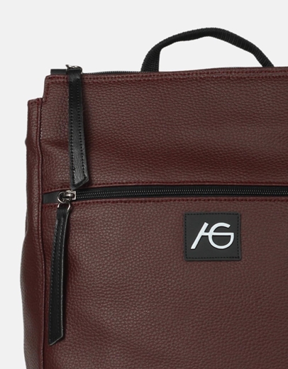 Εικόνα της Χειροποίητο σακίδιο πλάτης με διπλό φερμουάρ Μπορντώ